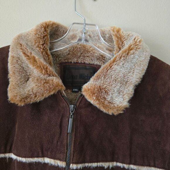 DONA MICHI Womens Genuine Leather Jacket Size XXL Brown Western Y2k Bohemian - Picture 3 of 9